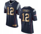 New England Patriots #12 Tom Brady Elite Navy Gold Team Color Football Jersey