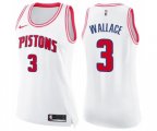 Women's Detroit Pistons #3 Ben Wallace Swingman White Pink Fashion Basketball Jersey