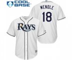 Tampa Bay Rays #18 Joey Wendle Replica White Home Cool Base Baseball Jersey