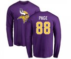 Minnesota Vikings #88 Alan Page Purple Name & Number Logo Long Sleeve T-Shirt