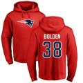 New England Patriots #38 Brandon Bolden Red Name & Number Logo Pullover Hoodie