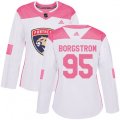 Women's Florida Panthers #95 Henrik Borgstrom Authentic White Pink Fashion NHL Jersey