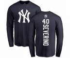 MLB Nike New York Yankees #40 Luis Severino Navy Blue Backer Long Sleeve T-Shirt
