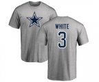 Dallas Cowboys #3 Mike White Ash Name & Number Logo T-Shirt