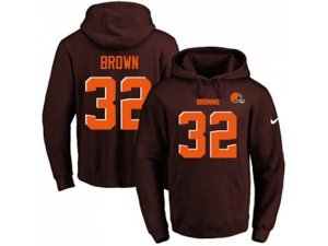 Cleveland Browns #32 Jim Brown Brown Name & Number Pullover NFL Hoodie