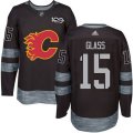 Calgary Flames #15 Tanner Glass Authentic Black 1917-2017 100th Anniversary NHL Jersey