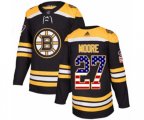 Adidas Boston Bruins #27 John Moore Authentic Black USA Flag Fashion NHL Jersey