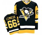 CCM Pittsburgh Penguins #66 Mario Lemieux Authentic Black Throwback NHL Jersey