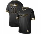 Los Angeles Dodgers #31 Mike Piazza Authentic Black Gold Fashion Baseball Jersey