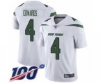 New York Jets #4 Lac Edwards White Vapor Untouchable Limited Player 100th Season Football Jersey