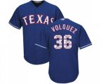Texas Rangers #36 Edinson Volquez Authentic Royal Blue Team Logo Fashion Cool Base Baseball Jersey