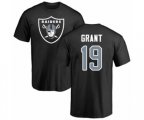 Oakland Raiders #19 Ryan Grant Black Name & Number Logo T-Shirt