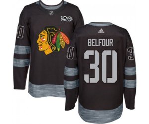 Chicago Blackhawks #30 ED Belfour Authentic Black 1917-2017 100th Anniversary NHL Jersey