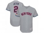 New York Yankees #2 Derek Jeter Grey Stars & Stripes Authentic Collection Flex Base MLB Jersey