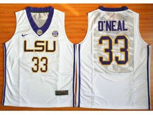 LSU Tigers #33 Shaquille O\'Neal White Basketball Stitched NCAA Jersey