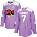 Ottawa Senators #7 Brady Tkachuk Authentic Purple Fights Cancer Practice NHL Jersey