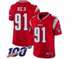 New England Patriots #91 Deatrich Wise Jr Limited Red Inverted Legend 100th Season Football Jersey