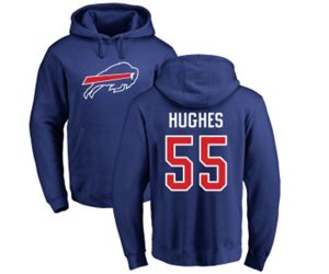 Buffalo Bills #55 Jerry Hughes Royal Blue Name & Number Logo Pullover Hoodie