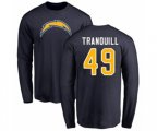 Los Angeles Chargers #49 Drue Tranquill Navy Blue Name & Number Logo Long Sleeve T-Shirt