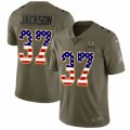 Green Bay Packers #37 Josh Jackson Limited Olive USA Flag 2017 Salute to Service NFL Jersey