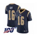 Los Angeles Rams #16 Jared Goff Navy Blue Team Color Vapor Untouchable Limited Player 100th Season Football Jersey
