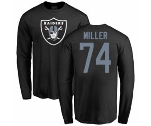 Oakland Raiders #74 Kolton Miller Black Name & Number Logo Long Sleeve T-Shirt