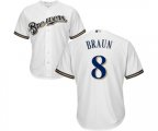 Milwaukee Brewers #8 Ryan Braun Replica White Home Cool Base Baseball Jersey