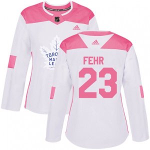 Women Toronto Maple Leafs #23 Eric Fehr Authentic White Pink Fashion NHL Jersey