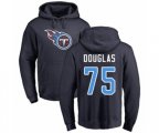 Tennessee Titans #75 Jamil Douglas Navy Blue Name & Number Logo Pullover Hoodie