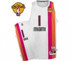 Miami Heat #1 Chris Bosh Authentic White ABA Hardwood Classic Finals Patch Basketball Jersey