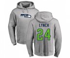 Seattle Seahawks #24 Marshawn Lynch Ash Name & Number Logo Pullover Hoodie