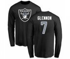 Oakland Raiders #7 Mike Glennon Black Name & Number Logo Long Sleeve T-Shirt