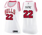 Women's Chicago Bulls #22 Cameron Payne Swingman White Pink Fashion Basketball Jersey