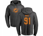 Miami Dolphins #91 Cameron Wake Ash One Color Pullover Hoodie