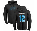 Carolina Panthers #12 DJ Moore Black Name & Number Logo Pullover Hoodie