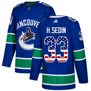 Vancouver Canucks #33 Henrik Sedin Authentic Blue USA Flag Fashion NHL Jersey