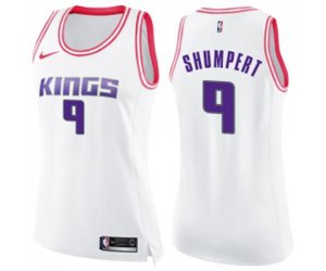 Women\'s Sacramento Kings #9 Iman Shumpert Swingman White Pink Fashion Basketball Jersey