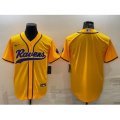 Baltimore Ravens Blank Yellow With Patch Cool Base Stitched Baseball Jersey