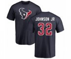 Houston Texans #32 Lonnie Johnson Navy Blue Name & Number Logo T-Shirt