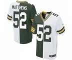 Green Bay Packers #52 Clay Matthews Elite Green White Split Fashion Football Jersey