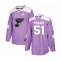 St. Louis Blues #51 Derrick Pouliot Authentic Purple Fights Cancer Practice Hockey Jersey