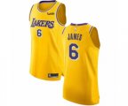 Los Angeles Lakers #6 LeBron James Authentic Gold Basketball Jersey - Icon Edition