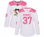 Women Adidas Pittsburgh Penguins #37 Carter Rowney Authentic White Pink Fashion NHL Jersey