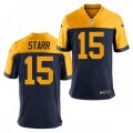 Green Bay Packers #15 Bart Starr Nike Navy Gold Retro Limied Jersey