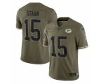 Green Bay Packers #15 Bart Starr 2022 Olive Salute To Service Limited Stitched Jersey