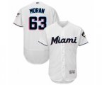 Miami Marlins Brian Moran White Home Flex Base Authentic Collection Baseball Player Jersey