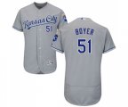 Kansas City Royals #51 Blaine Boyer Grey Road Flex Base Authentic Collection Baseball Jersey