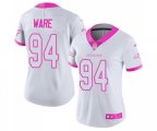 Women Denver Broncos #94 DeMarcus Ware Limited White Pink Rush Fashion Football Jersey