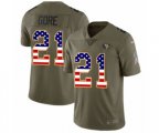 San Francisco 49ers #21 Frank Gore Limited Olive USA Flag 2017 Salute to Service NFL Jersey