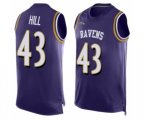 Baltimore Ravens #43 Justice Hill Limited Purple Player Name & Number Tank Top Football Jersey